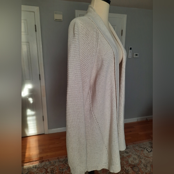 L.L.Bean open cream knit cardigan sweater - Picture 2 of 9